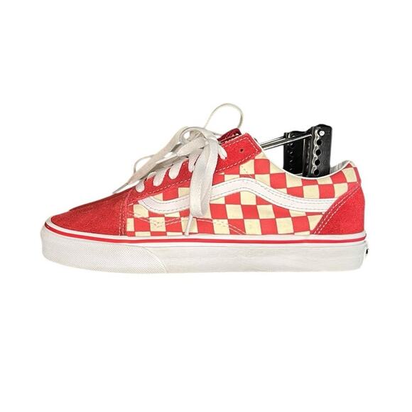Vans Old Skool Checkerboard Sneakers Red Off-White M6 W7.5 - Picture 1 of 6